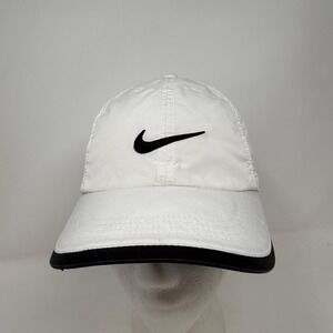 Nike Golf Hat Cap White Black Logos Adjustable Strap Back Lightweight Breathable